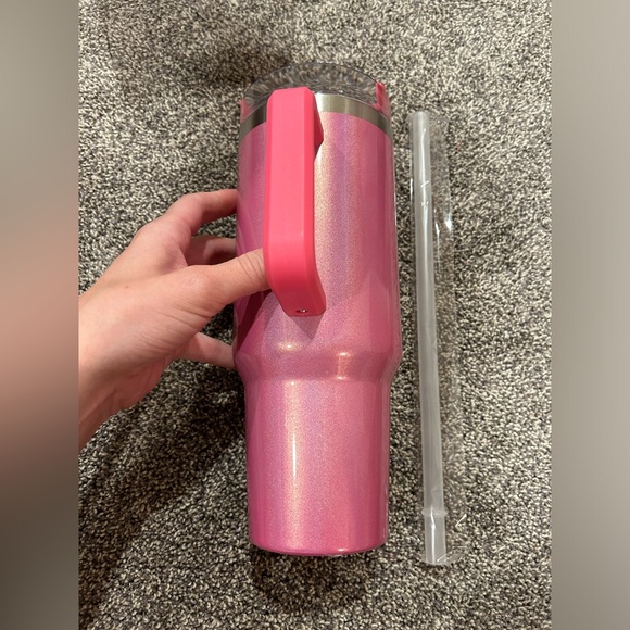 NEW Pink iridescent tumbler with handle - Picture 2 of 4